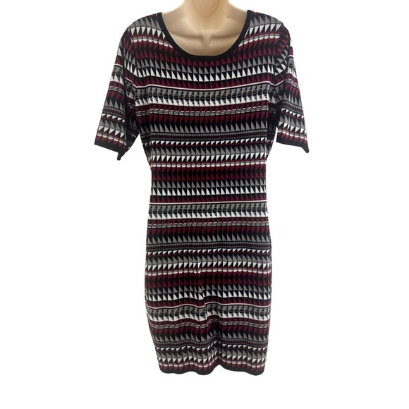 Ashley Stewart Geometric Print Soft Knit Bodycon Sweater Dress Size 14/16 Sheath - Picture 3 of 7